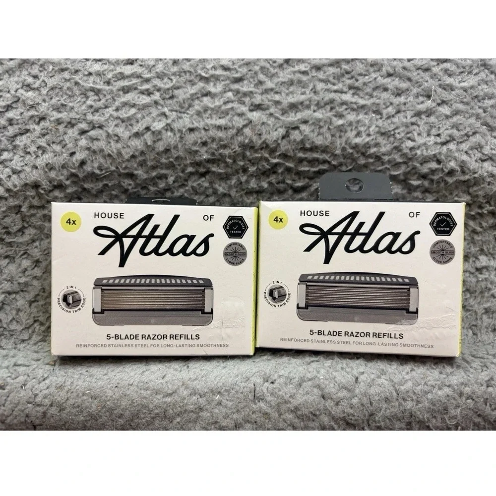 2x House Of Atlas 5-Blade Razor Refills 4ct Mens Stainless Steel Cartridges